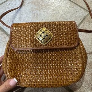 Susan Gail Tan leather Woven Crossbody Bag